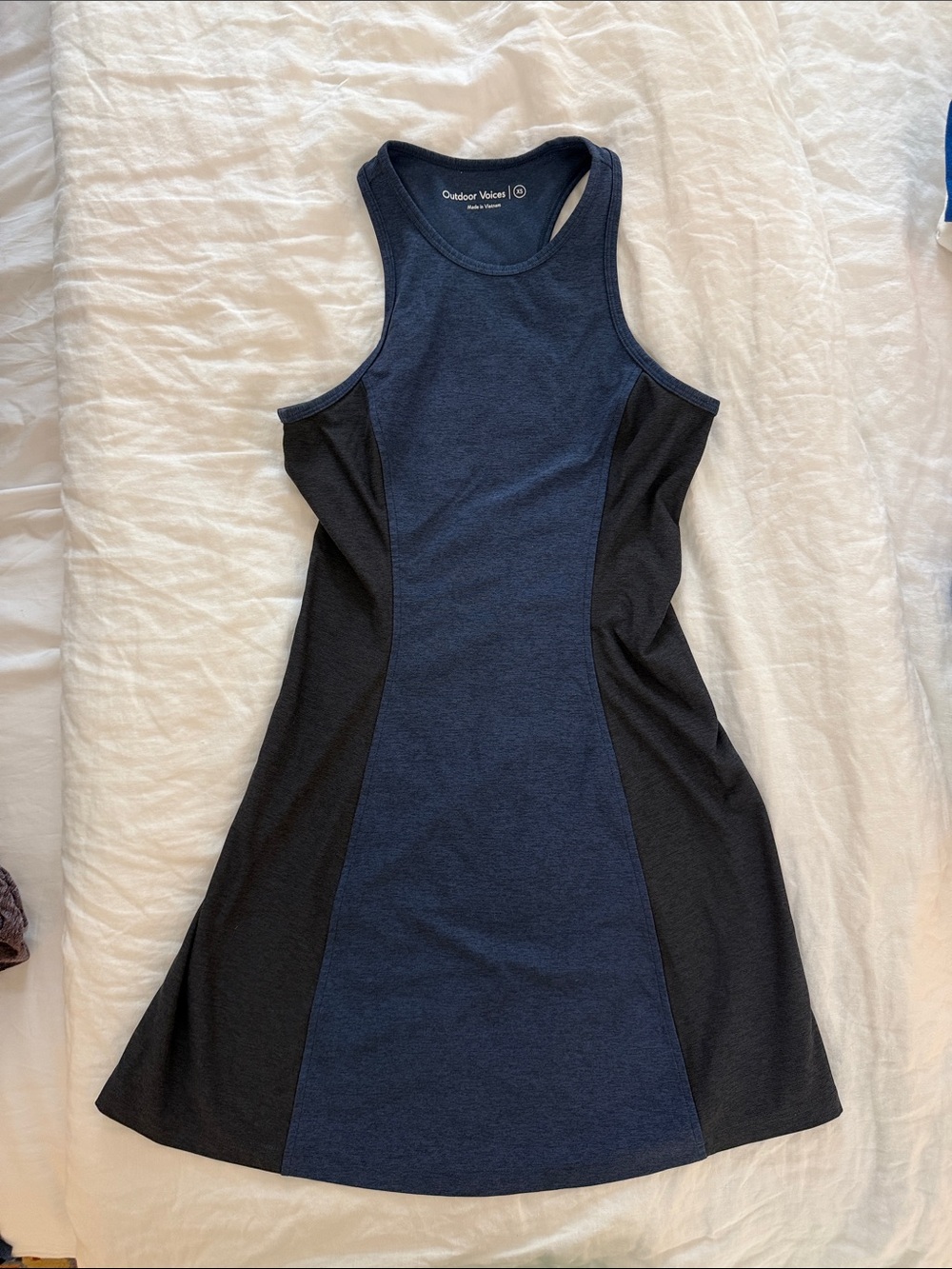 Outdoor Voices Navy and Black Panel Racerback Mini Dress